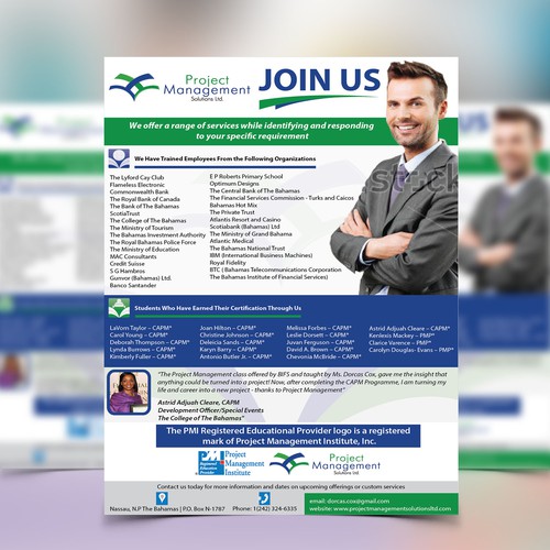 Create a flyer for Project Management Solutions Ltd