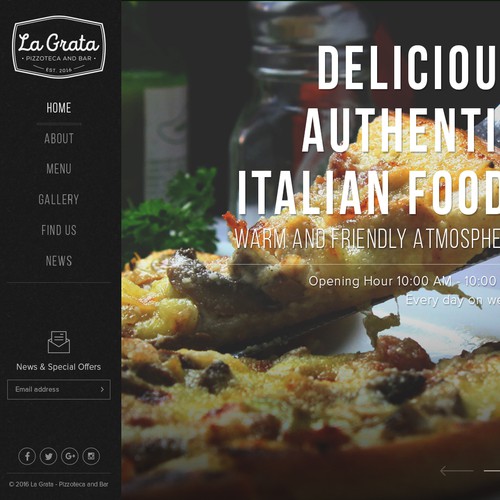 Web Layout for Pizza Shop