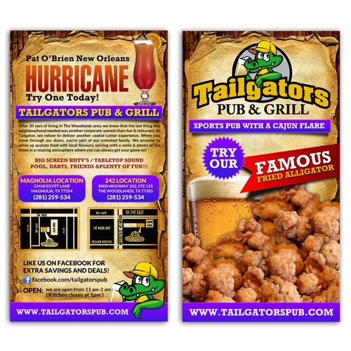 Design the BEST sports pub menu cover EVER for Tailgators Pub & Grill!!