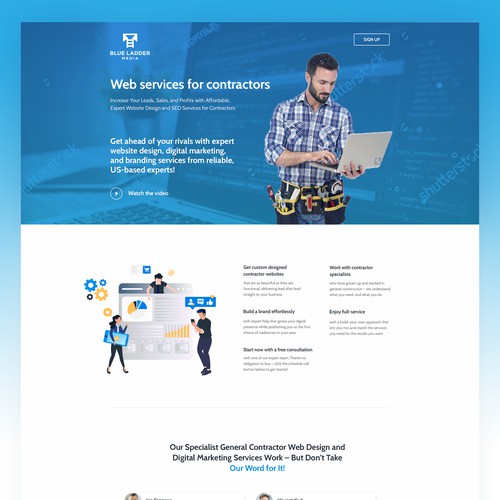 Landing page design for marketing agency