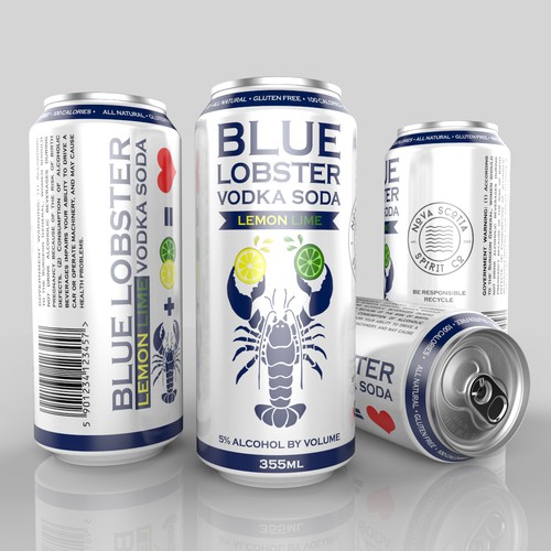 3D Rendering and Label design for Blue Lobster Vodka Soda