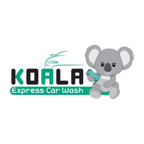 Design a fun, family-friendly logo for Koala Express Car Wash