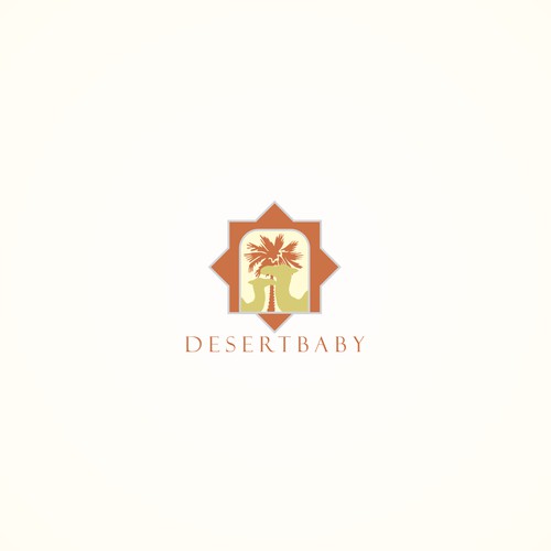 Create a modern Kuwaiti/Arab inspired logo for childrens line "Desert Baby"