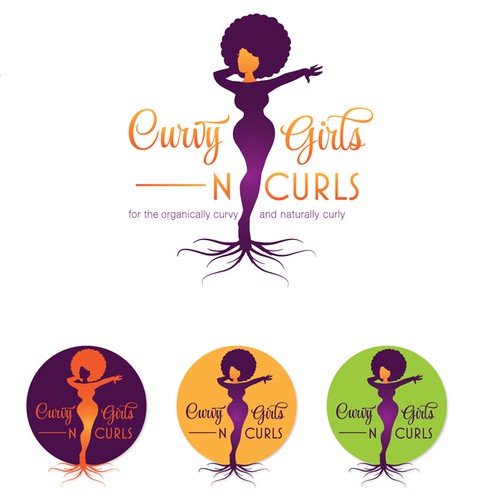 Create a logo for the organically curvy woman with naturally curly hair