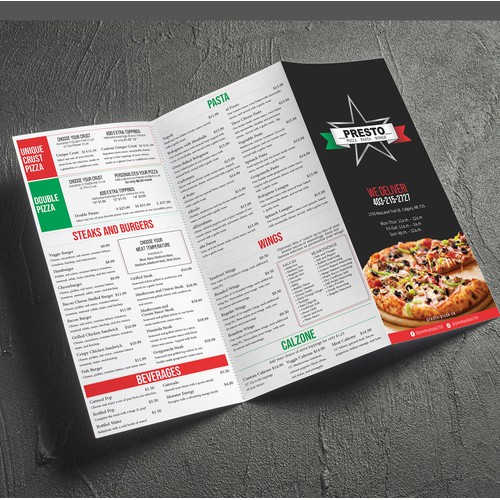 Pizza menu