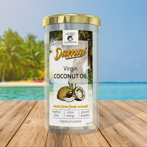 Virgin coconut oil label design 