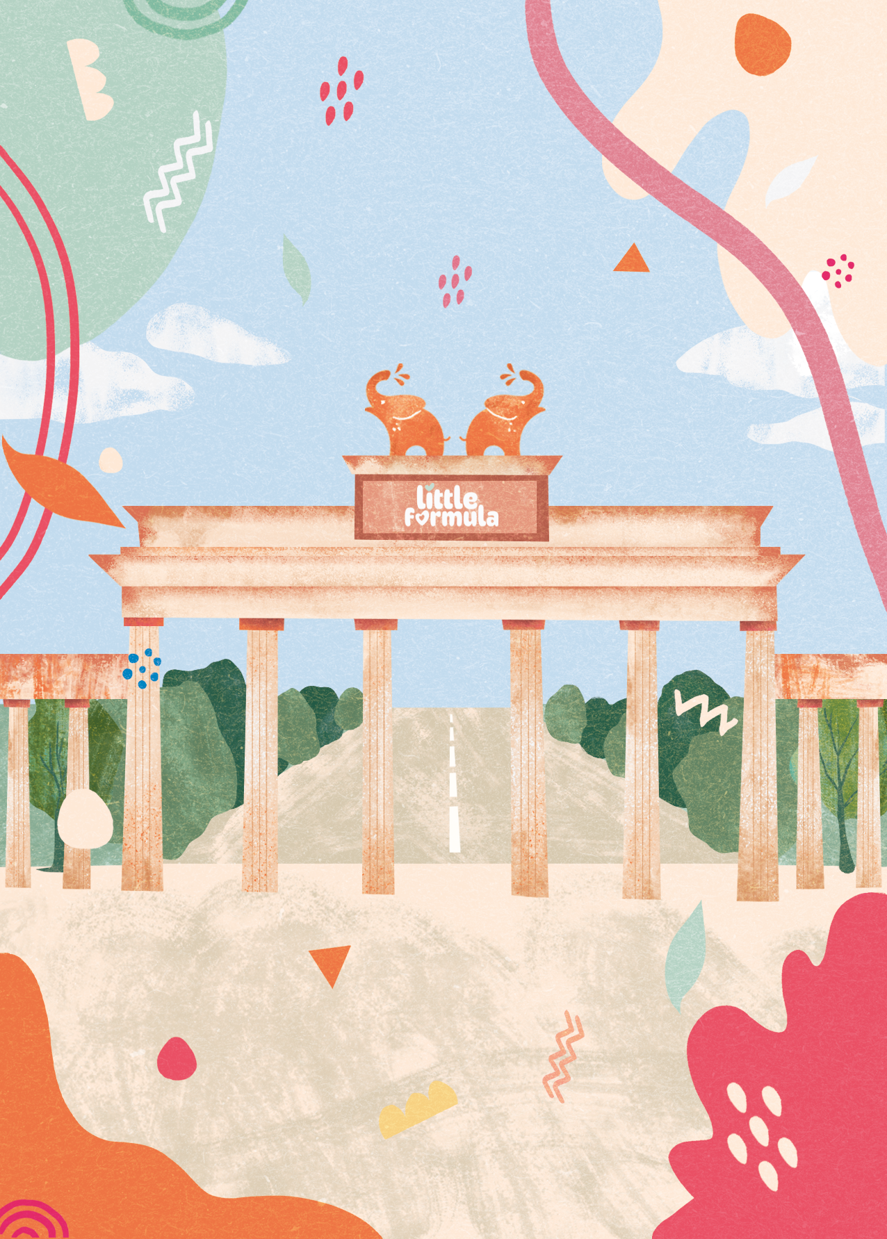 Postcard Design Featuring the Brandenburg Gate with Brand Elements