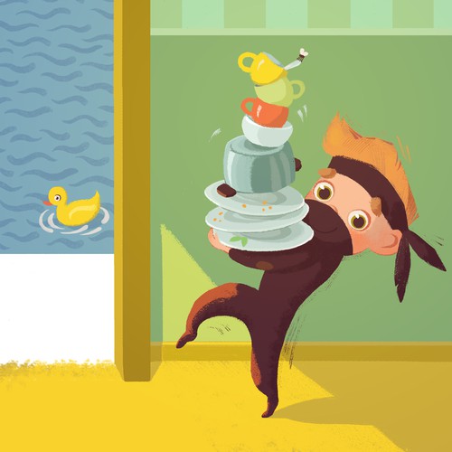 Illustration of a Ninja-boy for a children's book