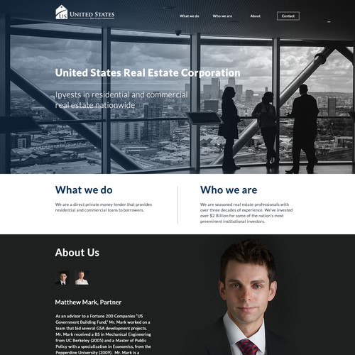 Create a one page website design for real estate finance/investment company.