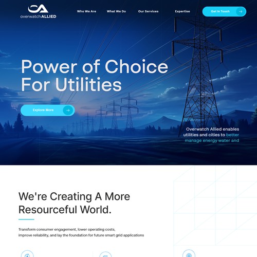 Homepage for a Utility Services Company