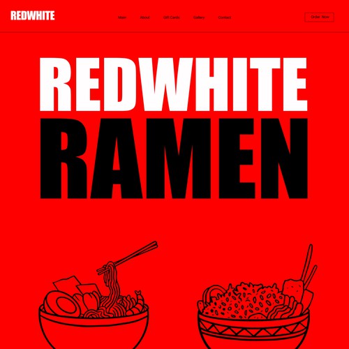 Trendy website for RedWhite Ramen shop in Boston