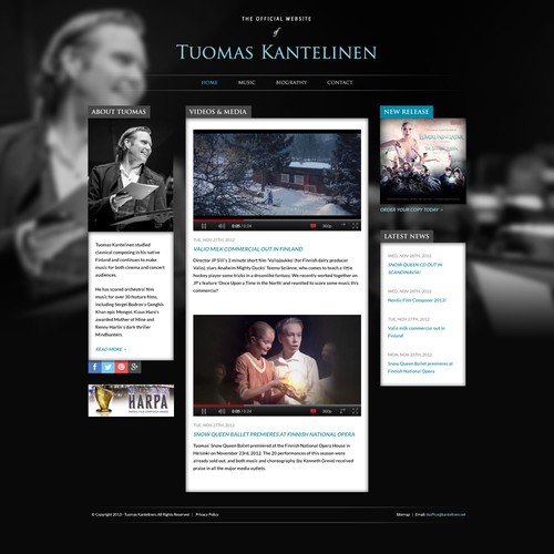 Create fresh website look for award-winning composer!