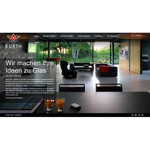 redesign for our website http://www.kurth-glas.ch