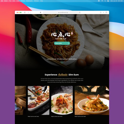 A luxurious website design for a Dim Sum restaurant