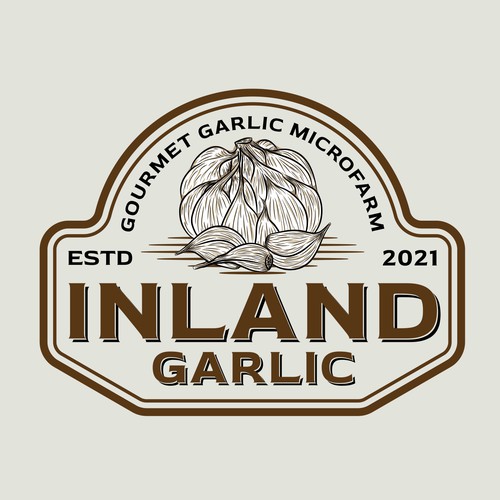 Vintage and rustic logo for Inland Garlic