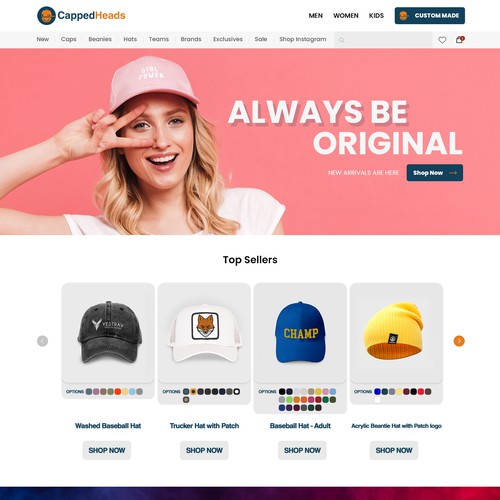 Cap selling website