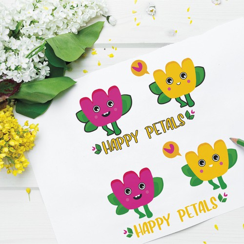 Design a happy logo for my paper flower business - Happy Petals !
