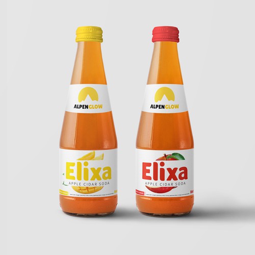 Alpen Glow 'Elixa' juice bottle packaging