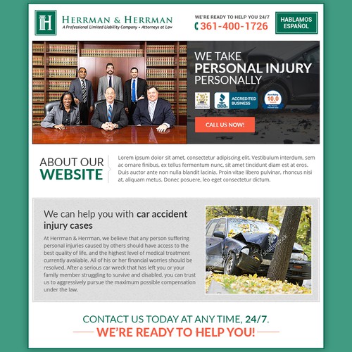 Landing page that will specialize in "Car Accidents"