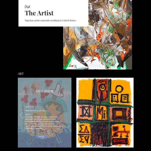 Web Page design for artist