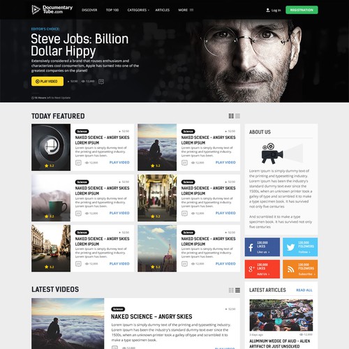 Website design for Documentary Tube