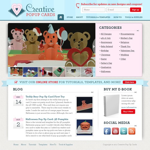 Create the next website design for CreativePopUpCards.com