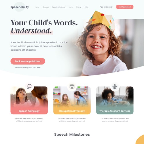 Speech Pathology Clinic Landing Page