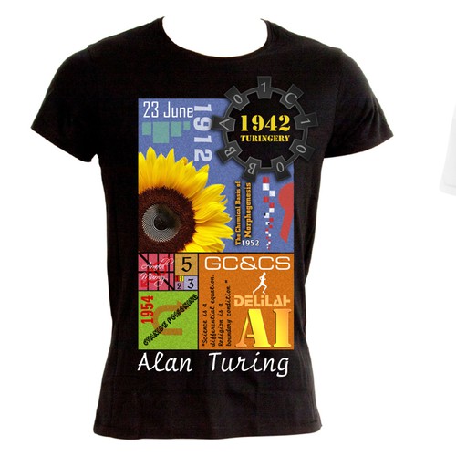 Create a bold design illustrating the heroic legacy of pioneer of computer science, Alan Turing.