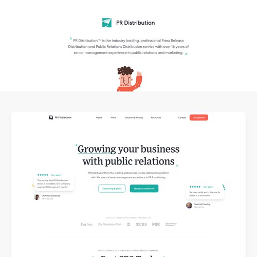 Landing page for PR Distribution