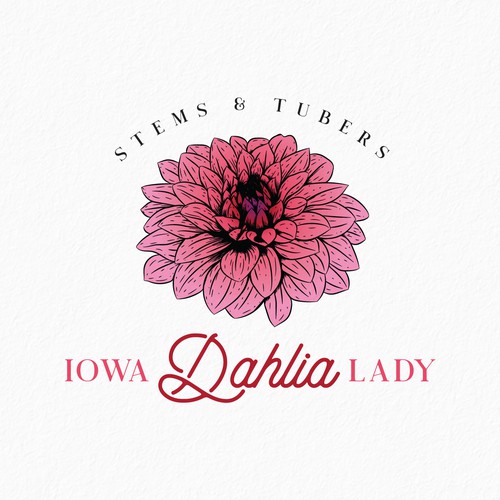 Logo for a small Iowa flower farm specializing in dahlias