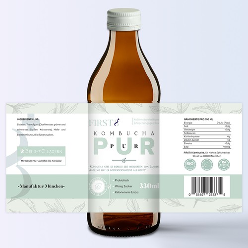 First 8 Kombucha Label.