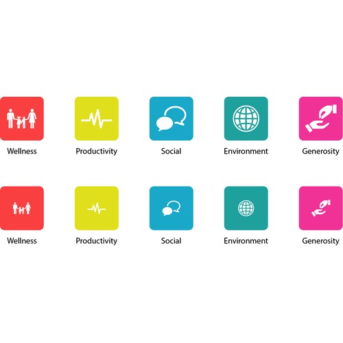 5 cool Icons to represent family wellness.