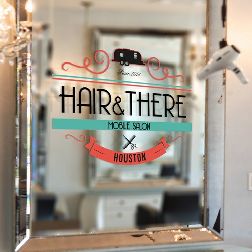 Create a logo for an exciting new metropolitan mobile hair salon business housed in a vintage Airstream!