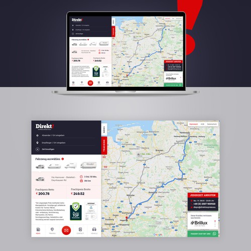 Landingpage for courier service