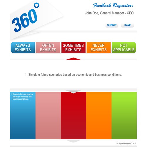 Innovative & fun survey page design for 360 Degree Feeback Process
