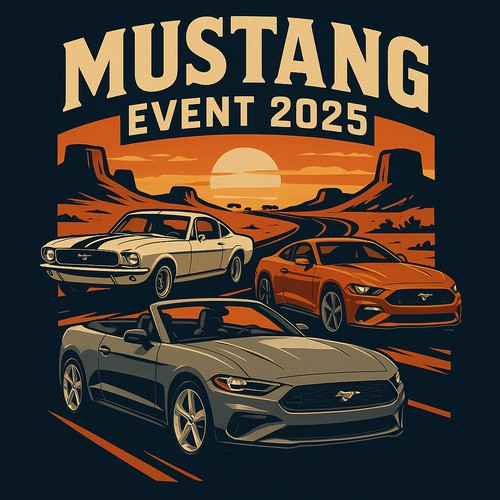 A T-shirt design for a Mustang Event