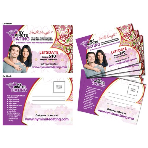 Create the next postcard or flyer for NY Minute Dating