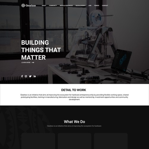 Tech company landing page