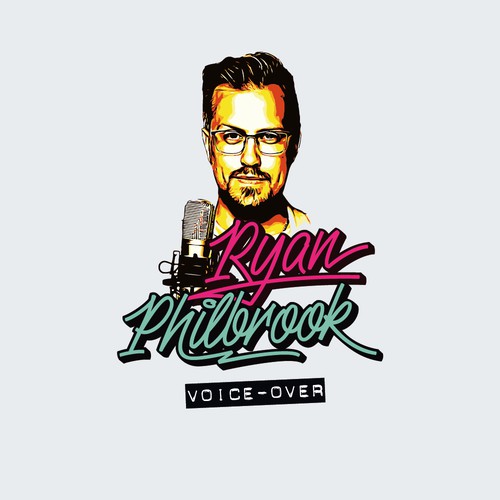 80ies inspired logo for voice-over and scripting service
