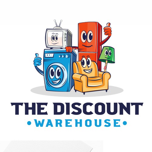 Funny Mascot logo design for a discount warehouse company.