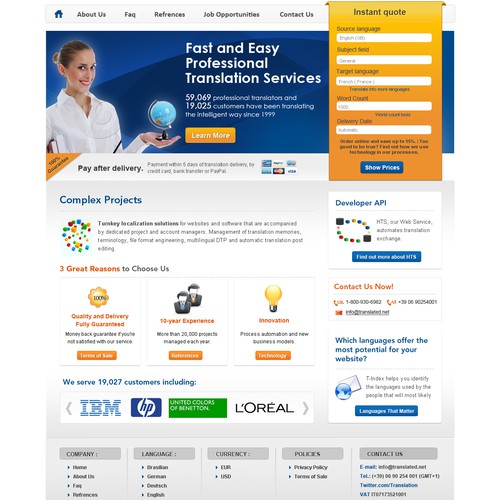 Help Restyling Translated.net HomePage with a new website design