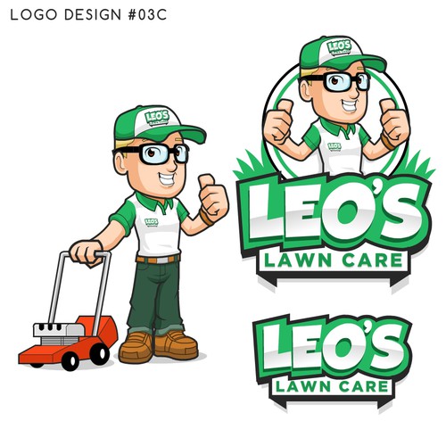 Fun Mascot logo for Leo's Lawn Care