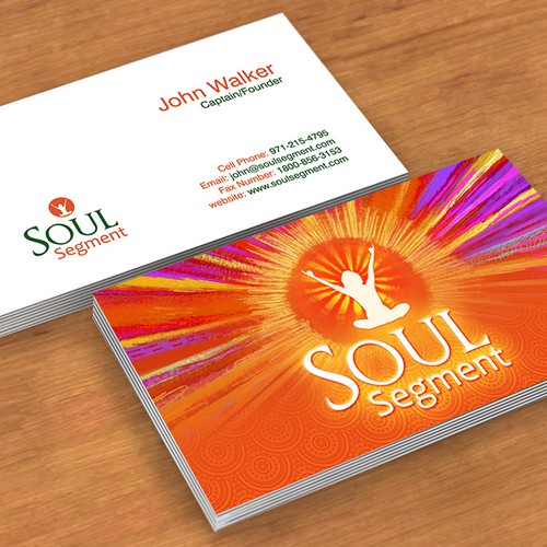 Create a dynamic energy filled business card that has a feel of self-empowerment.