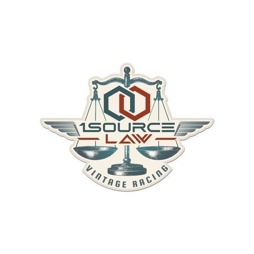1Source Law Vintage Racing Sticker Design