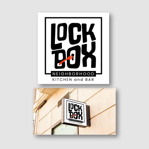 LockBox Neighborhood Kitchen & Bar logo design