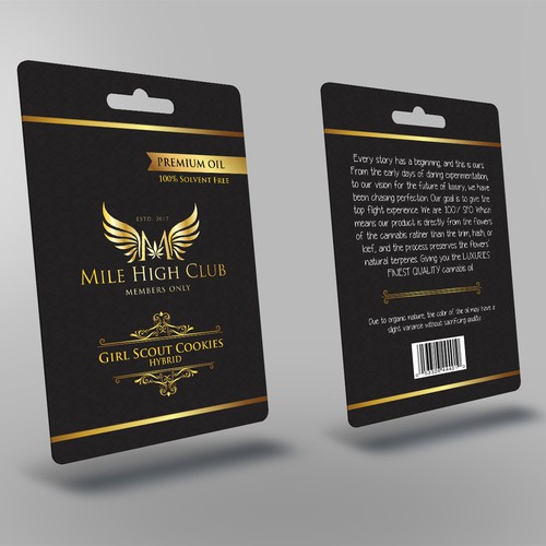 Mile High Club a luxerous cannabis company looking for upscale packaging.