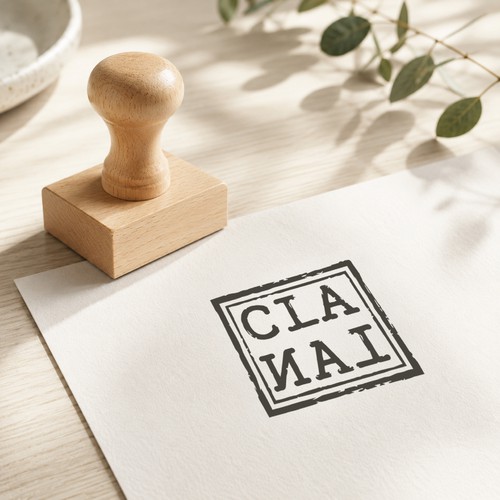 Distressed square stamp mark