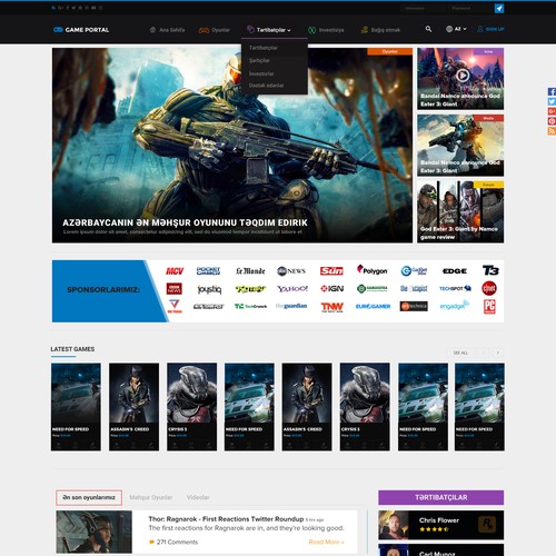 Bold Gaming Website Design for Game Portal