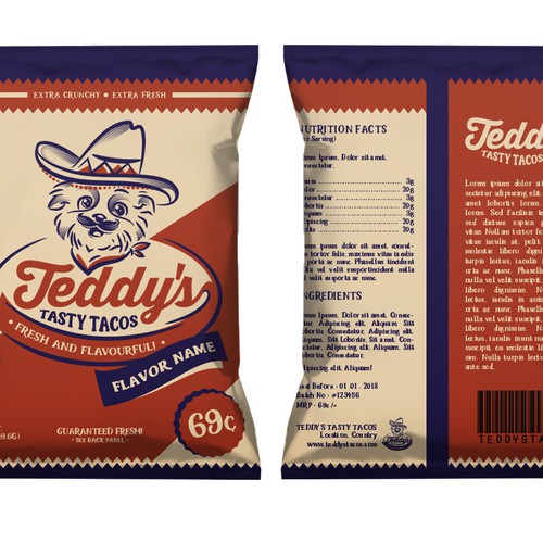 Logo and Packaging Design for Teddy's Tasty Tacos
