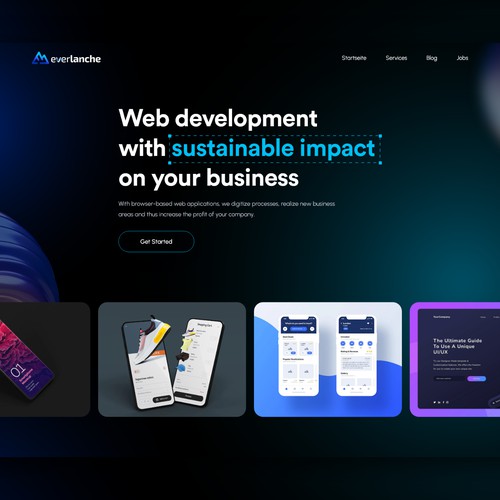 Front page design for modern web agency website